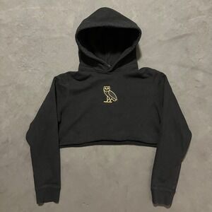 OVO Octobers Very Own Drake Black Mini Owl Hoodie Cropped Size‎ Small